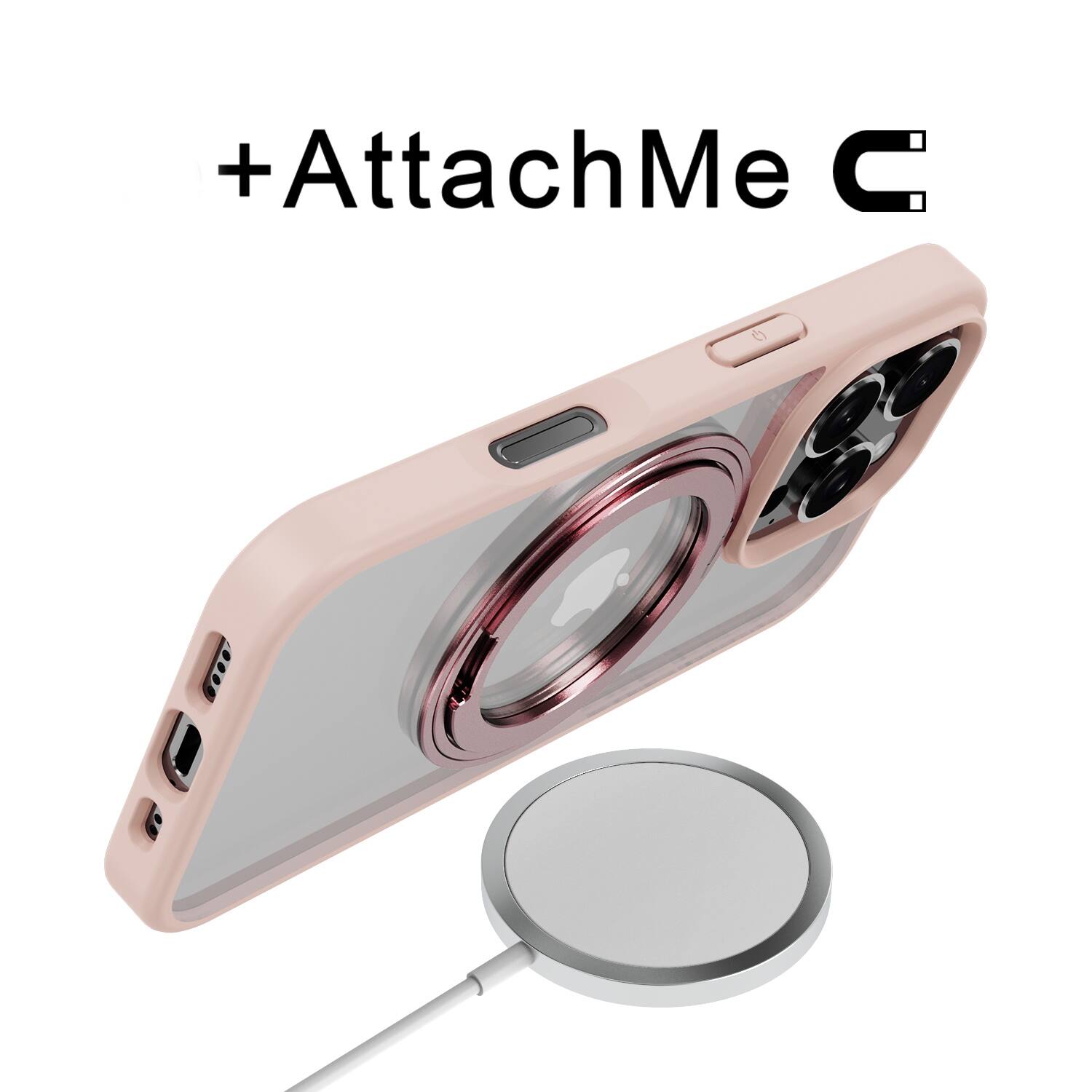 Alt View 1. Mybat Pro - MyBat Pro Lure Series 360° Ring Stand MagSafe Case for Apple iPhone 16 Pro - Pink - Clear/Pink.