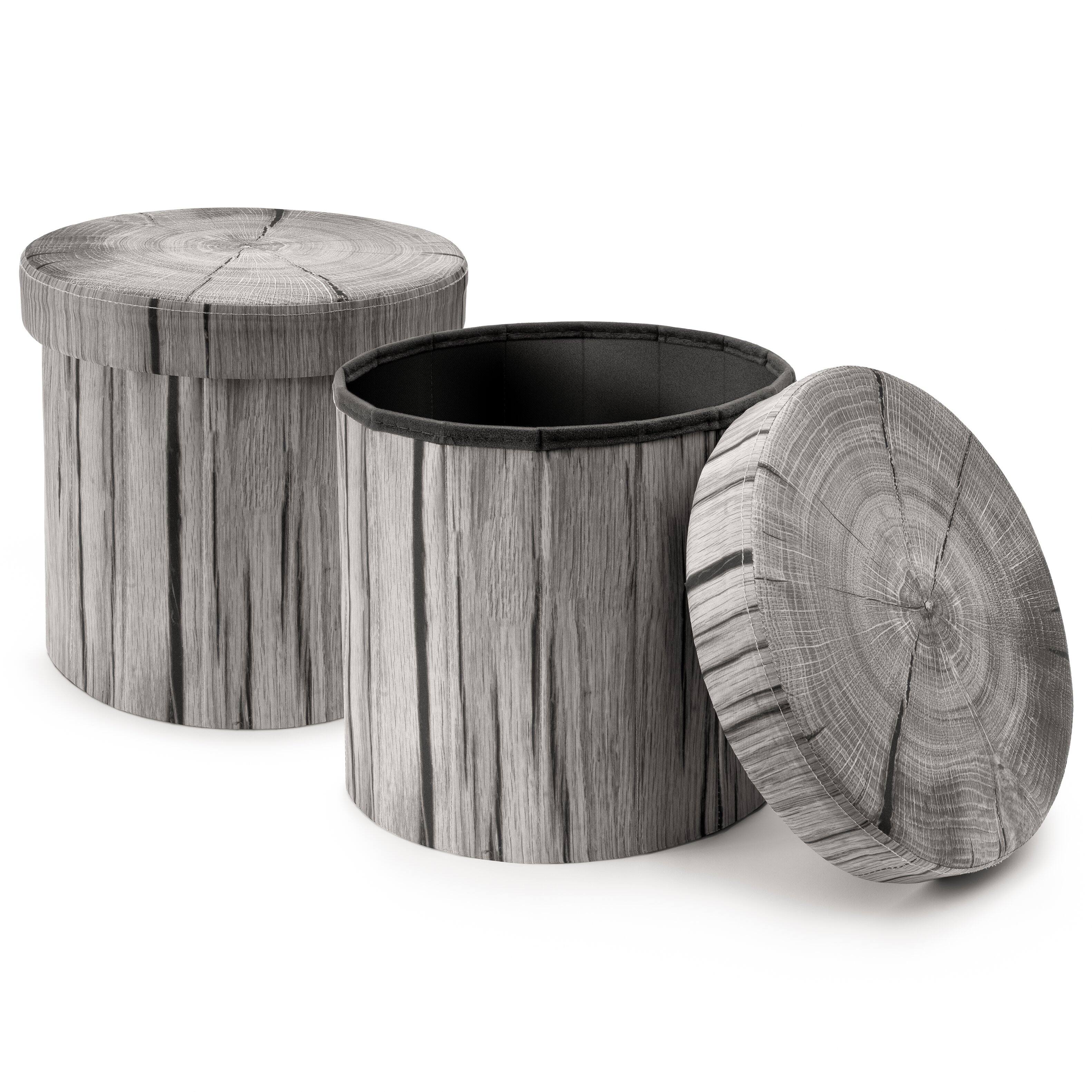 Front. Sorbus - Sorbus Tree Stump Stool, 2 Pack Storage Ottoman 15 Inch Fake Tree Stumps Log Stool Storage, Artificial Tree Trunk - Gray.