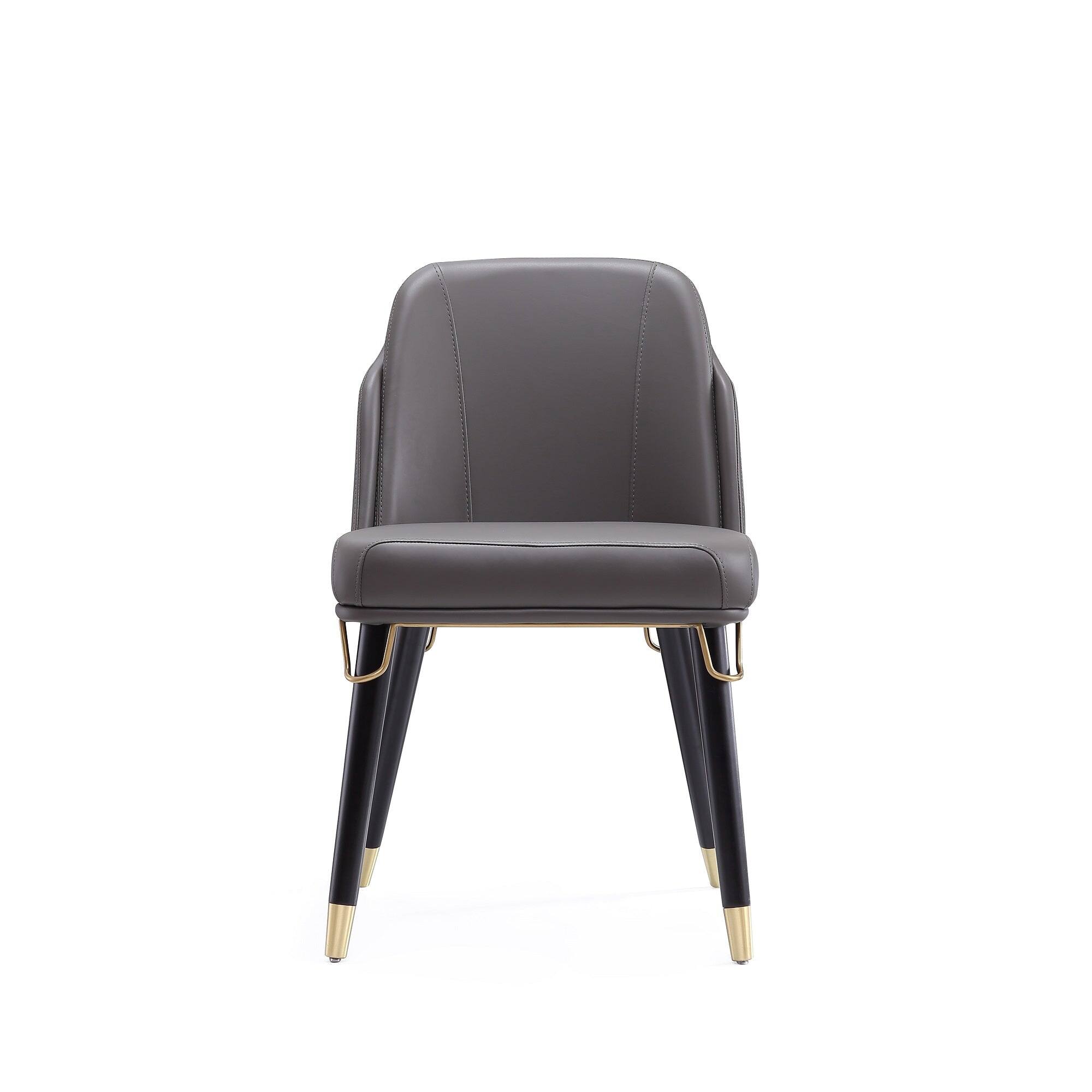Back. Manhattan Comfort - Estelle Modern Wood Vegan Leather Dining Chair - Graphite.