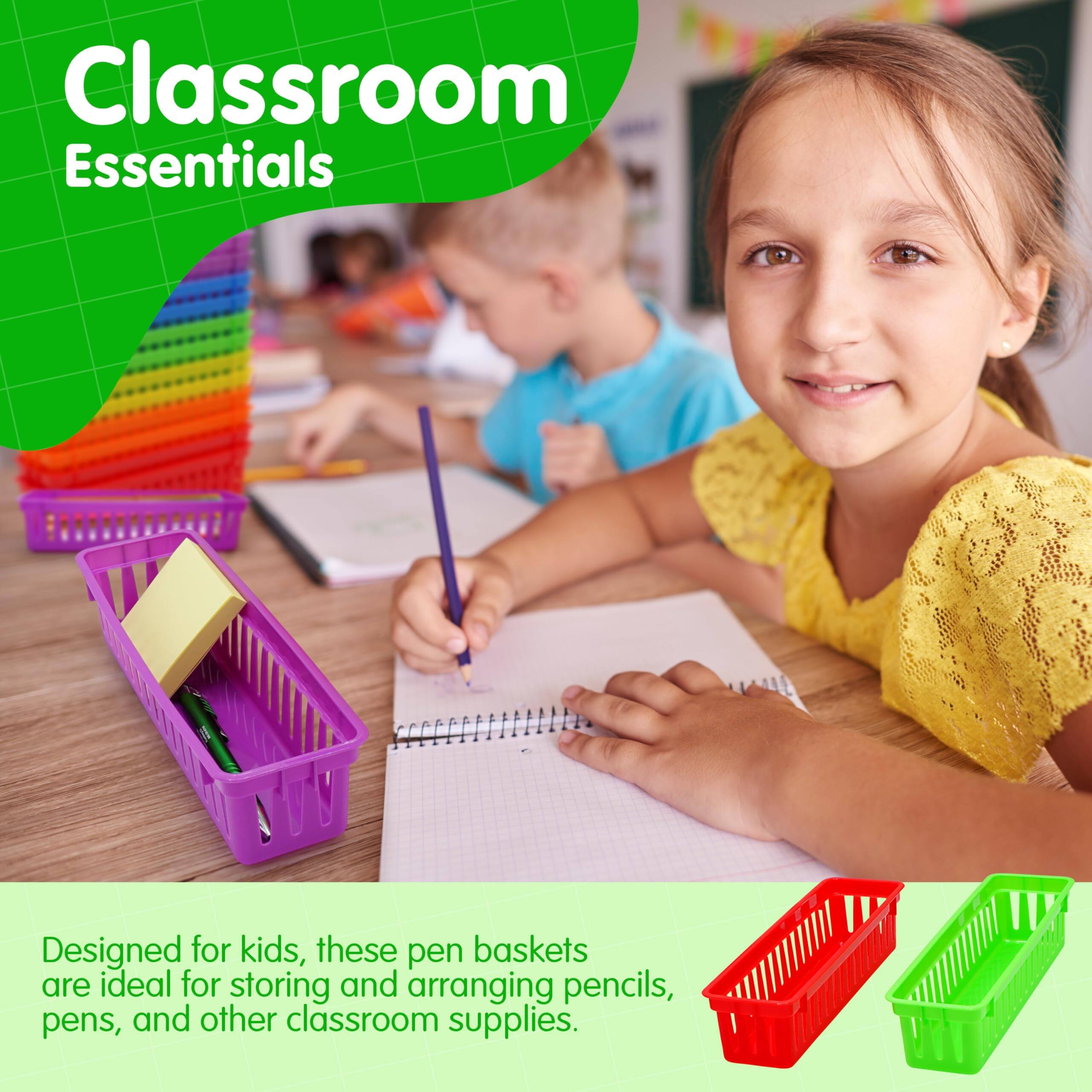 Classroom Essentials

Designed for kids, these pen baskets are ideal for storing and arranging pencils, pens, and other classroom supplies.