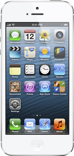  Apple® - iPhone® 5 with 32GB Memory Mobile Phone - White &amp; Silver (Verizon Wireless)