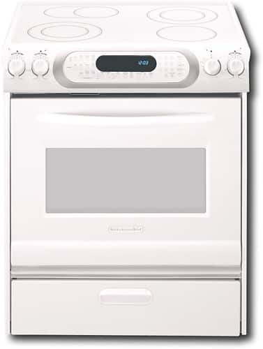 Front Standard. KitchenAid - Architect 30" Self-Cleaning Slide-In Electric Range - White.