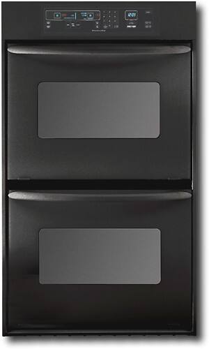Front Standard. KitchenAid - 27" Built-in Double Convection Electric Wall Oven - Black.
