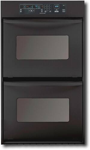 Front Standard. KitchenAid - 30" Built-in Double Electric Oven - Black.