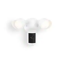 Ring - Floodlight Cam, Wired (newest model) — Wide-Angle Retinal 2K Video, 6x Enhanced Zoom, Ultra-Bright Floodlights - White