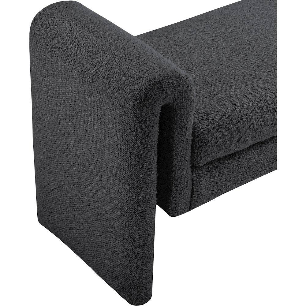 Alt View 4. Meridian Furniture - Stylus Black Boucle Fabric Bench - Black.