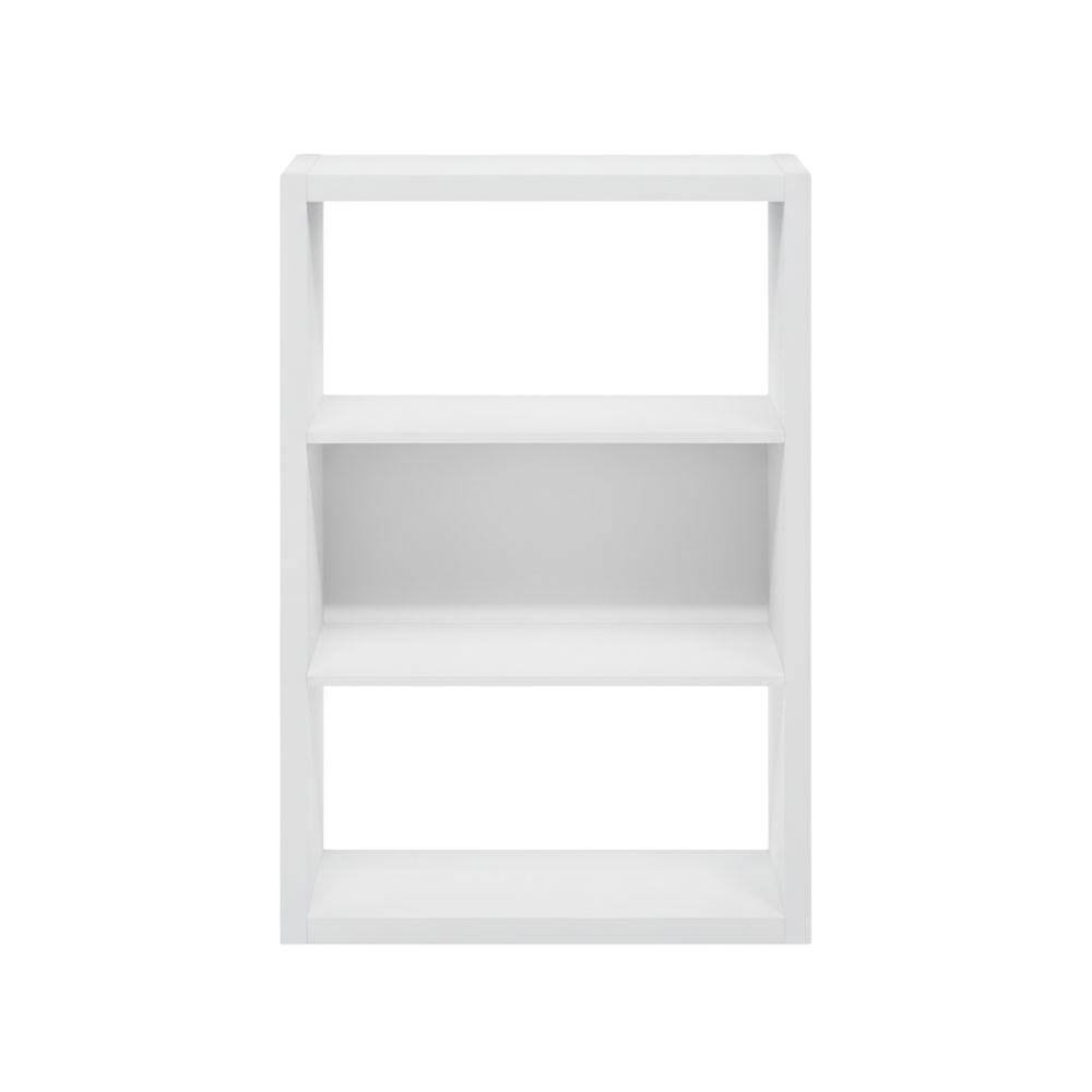 Back. FurniFact - Wooden bookcase with clean design and sturdy construction - White.