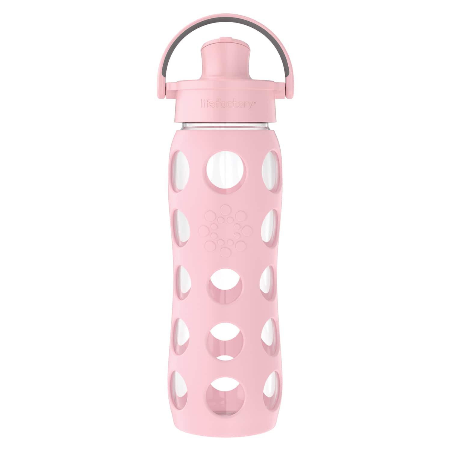 Front. Lifefactory - 22-Oz. Glass Water Bottle with Active Flip Cap and Protective Silicone Sleeve - Desert Rose.
