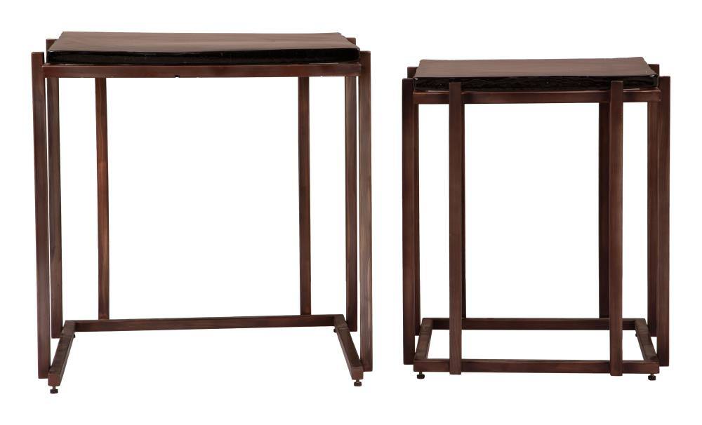 Left. Hivvago - Shimai Nesting Tables (2-Piece) Bronze - Bronze.