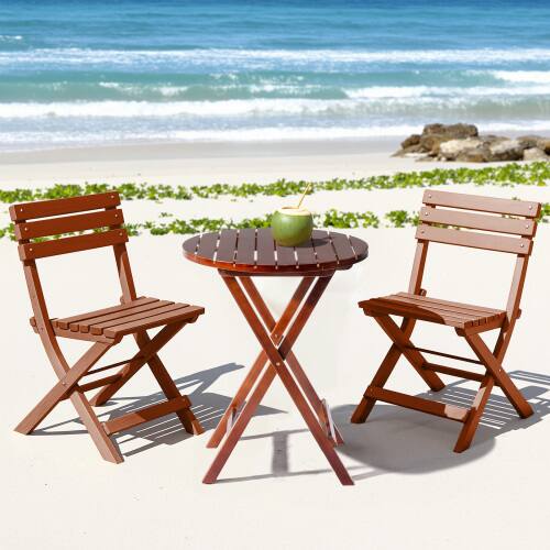 Alt View 10. Winado - Round Wooden 24inch Folding Side Patio Bistro Table for Indooor/Outdoor Garden - Teak.