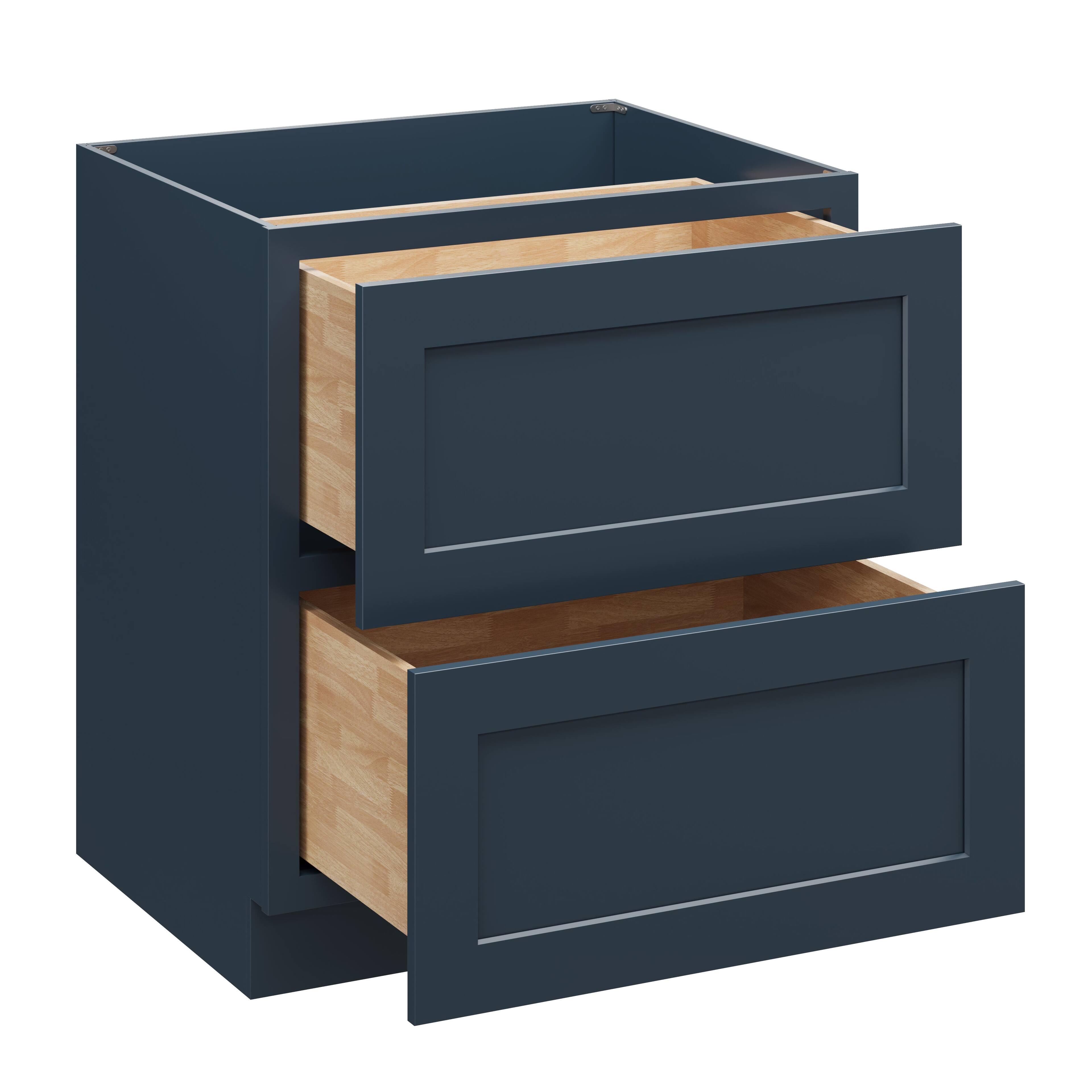 Alt View 1. Boyel Living - 30 Inch Cyber Grey 2 Drawer Base Cabinet with Soft Close Drawers and Solid Wood Frame - Cyber Grey.