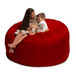Ultimate Sack - 6ft Bean Bag Chair, Oversized Indoor Comfy Lounger, Suede - Red