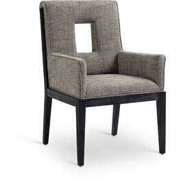 Meridian Furniture - Gwendolyn Grey Linen Textured Fabric Dining Arm Chair - Gray
