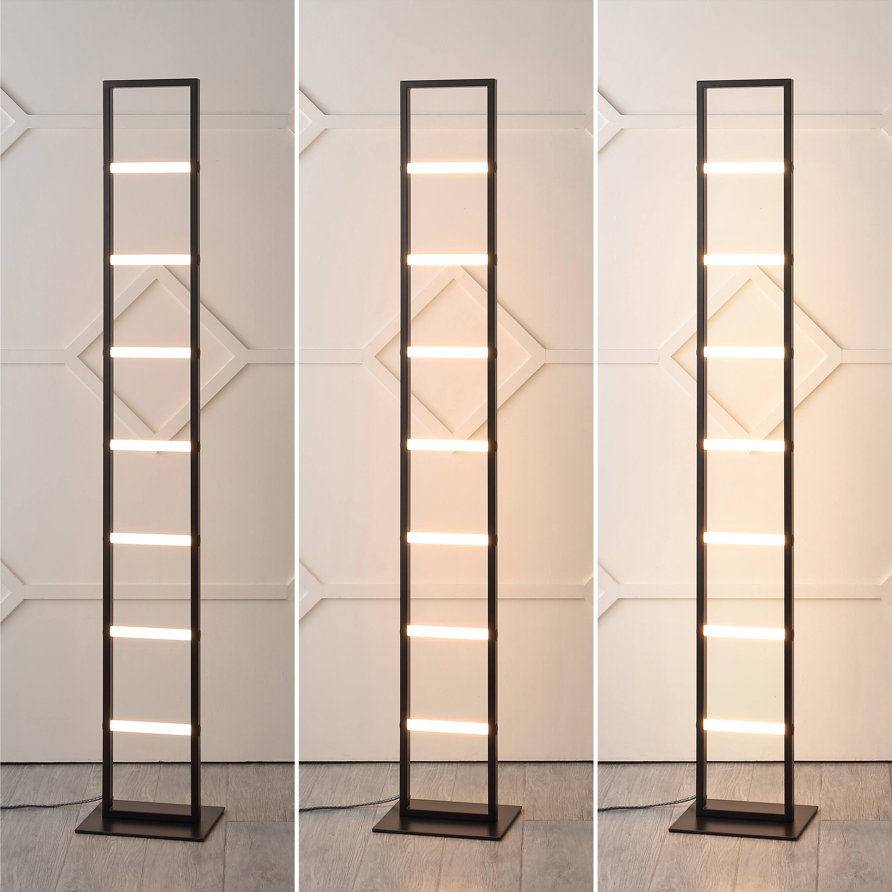 Alt View 5. Jonathan Y - Ivan 59.3" Minimalist Modern Iron Ladder Dimmable Integrated LED Floor Lamp, Black - Black.