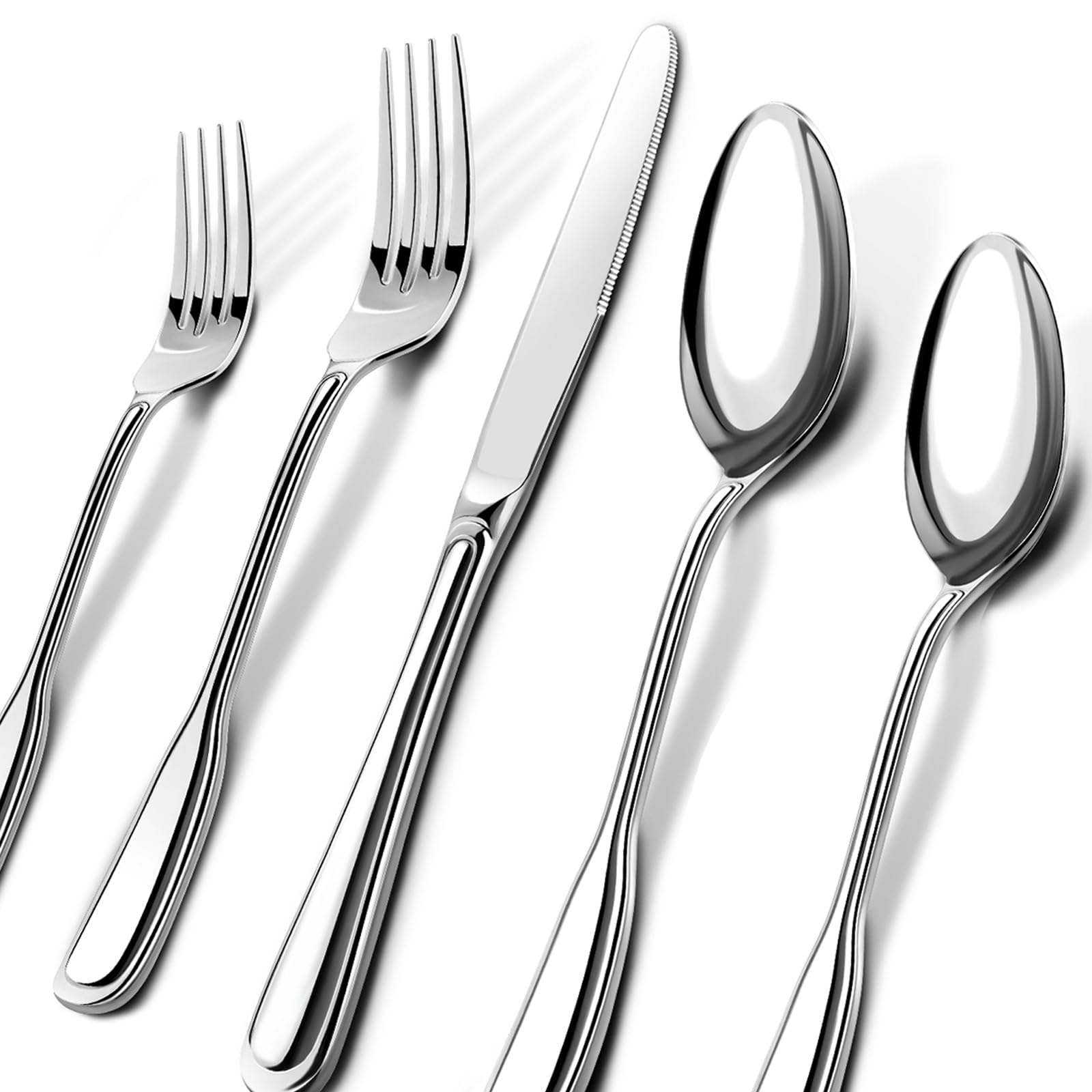 Front. Dazzed Corner - 40-Piece Stainless Steel Silverware Set for 8, Heavy Duty Cutlery with Wide Handles - NY61VBY.