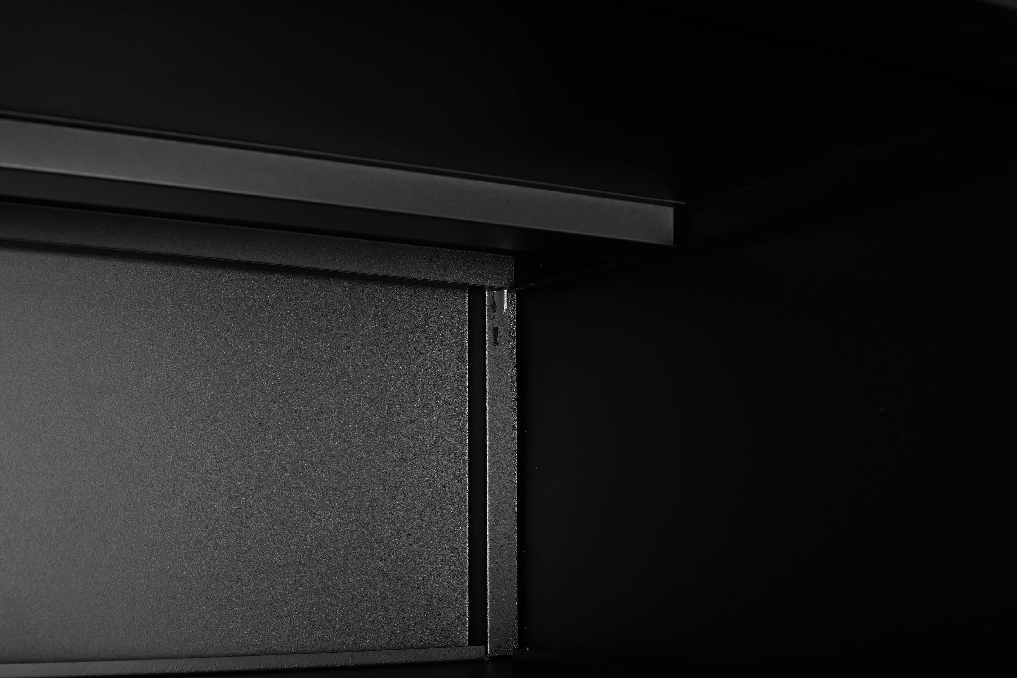 Alt View 1. Dexmalle - Dexmalle-Metal Double-Door Printer Cabinet with Wheels and Adjustable Shelves-Black.