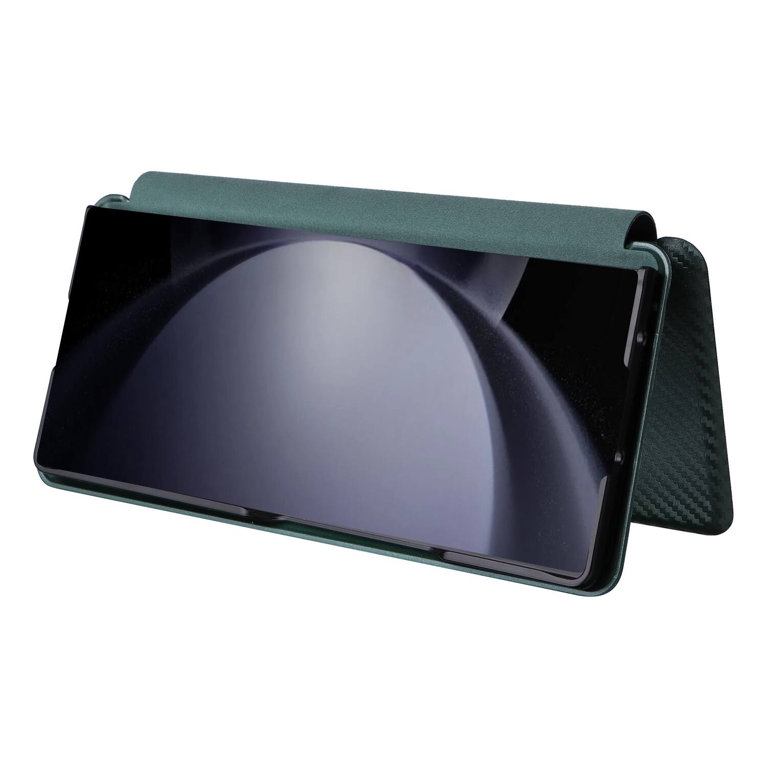 Alt View 1. Dteck - Carbon Fiber Texture Folio Phone Case for Samsung Galaxy Z Fold6,PU Leather Magnetic Closure Hidden Card Slot Flip Cover - Green.