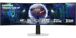 Samsung - 49" Odyssey OLED G9 (G93SD) Dual-QHD 240Hz 0.03ms G-Sync Compatible Curved Glare Free Gaming Monitor - Silver - Front_Zoom