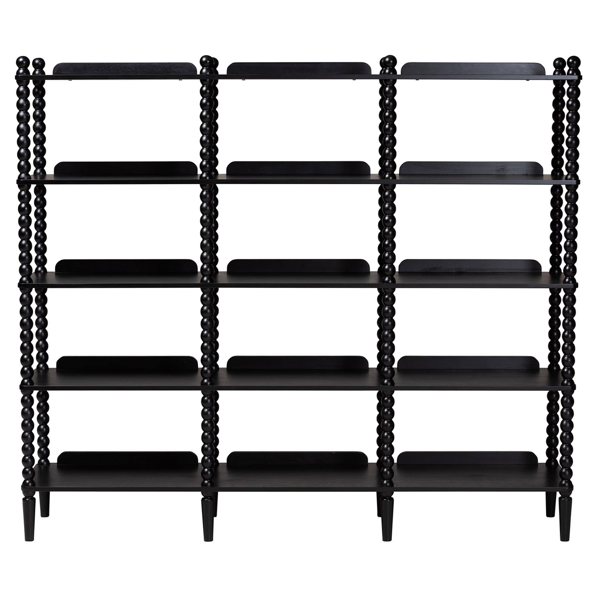 Angle. Baxton Studio - Lucera Bobbin 5-Tier Display Shelf - Black.