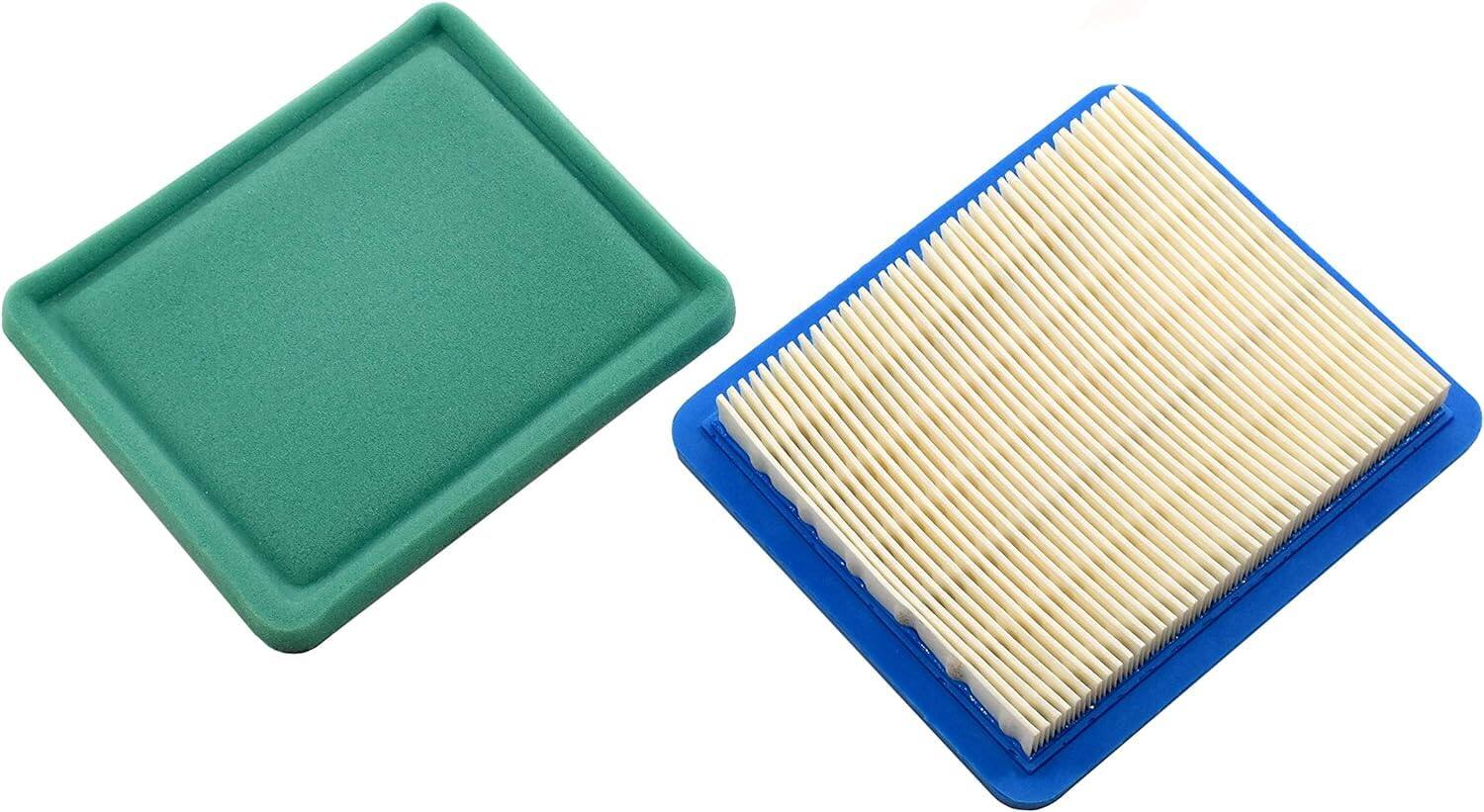 Angle. HQRP - 2-Pack Air Cleaner Cartridge 491588S with Pre-Cleaner for Briggs & Stratton Quantum 625-725ex Lawn Mowers.