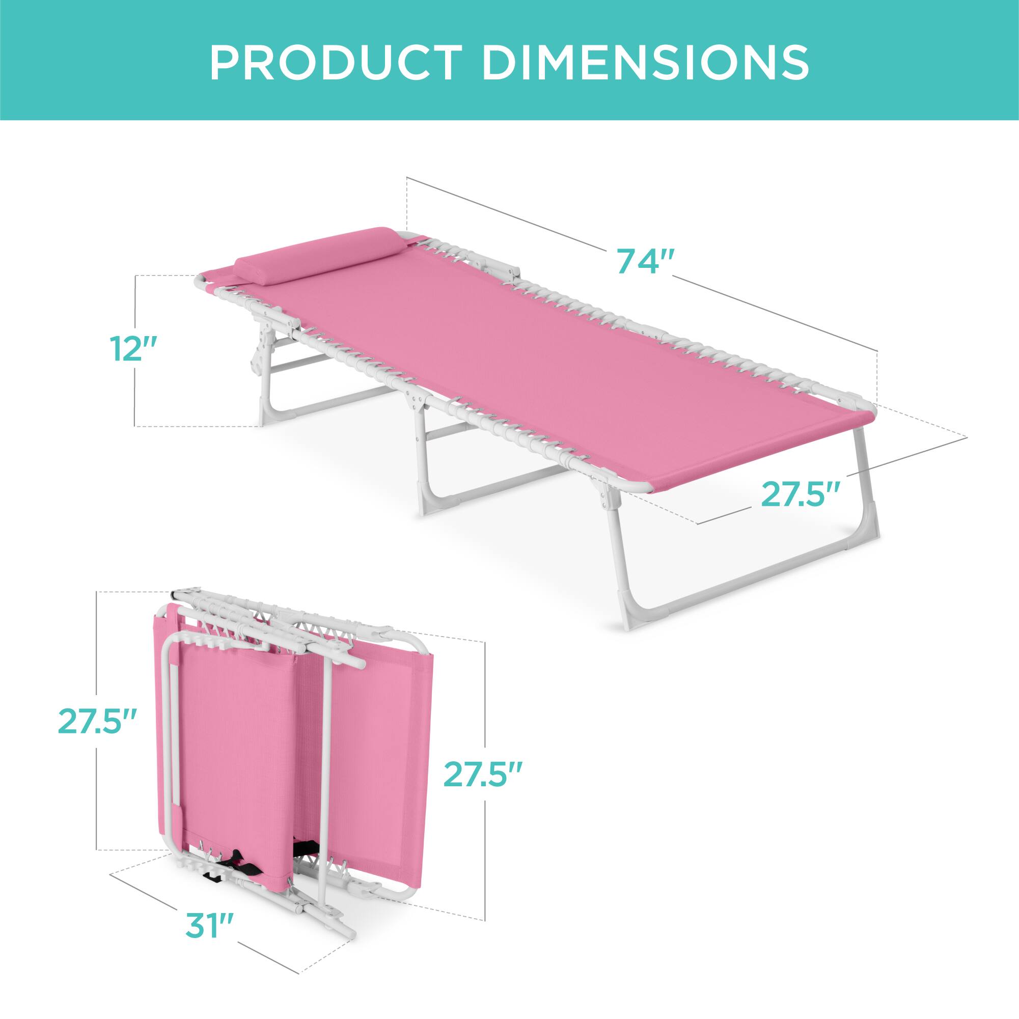 PRODUCT DIMENSIONS

74" x 12" x 27.5" x 27.5" x 27.5" x 31"