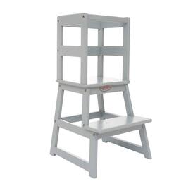 SDADI - Kids Kitchen Step Stool Holds up to 150 Pounds with Safety Rail - Gray