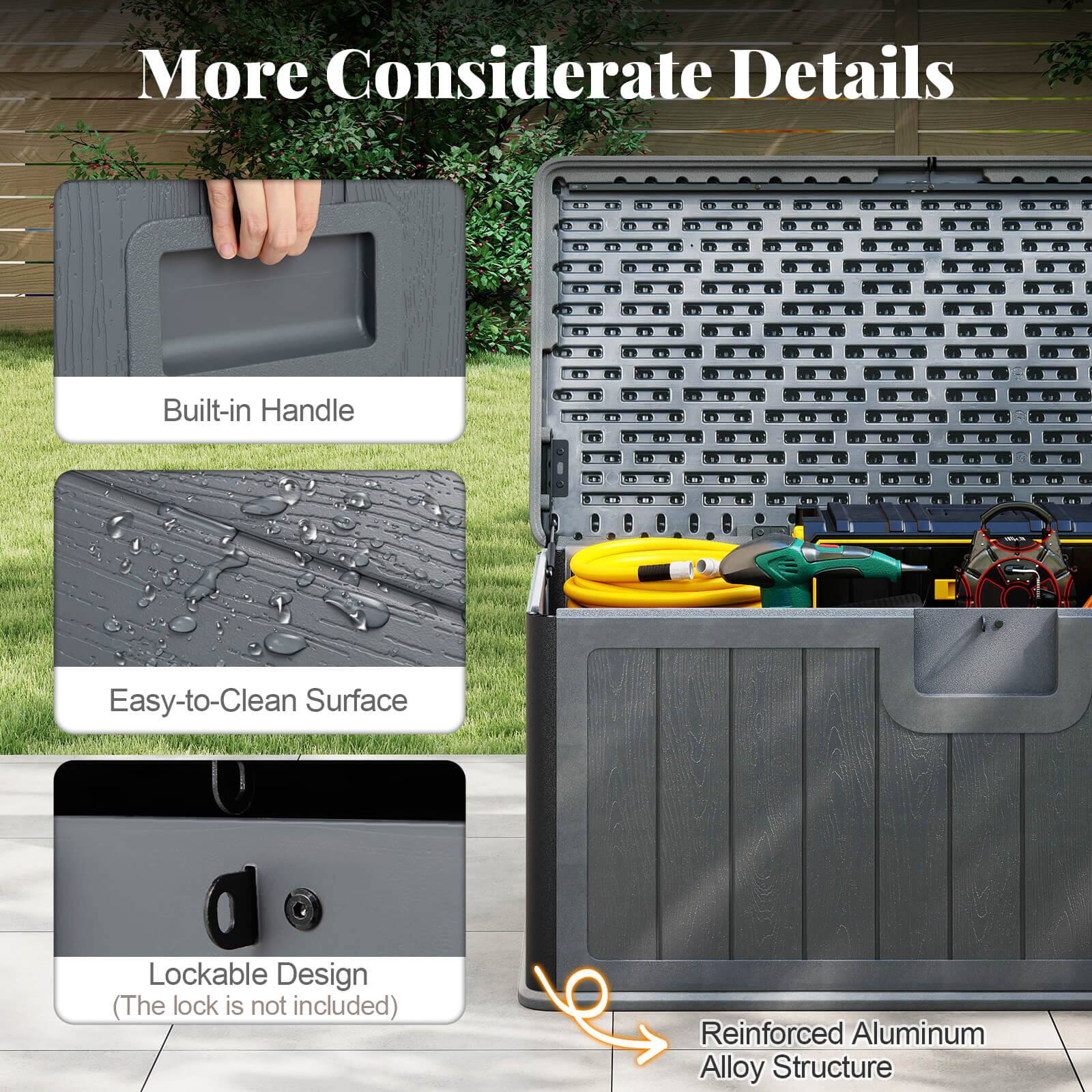 More Considerate Details

- Built-in Handle
- Easy-to-Clean Surface
- Lockable Design (The lock is not included)
- Reinforced Aluminum Alloy Structure