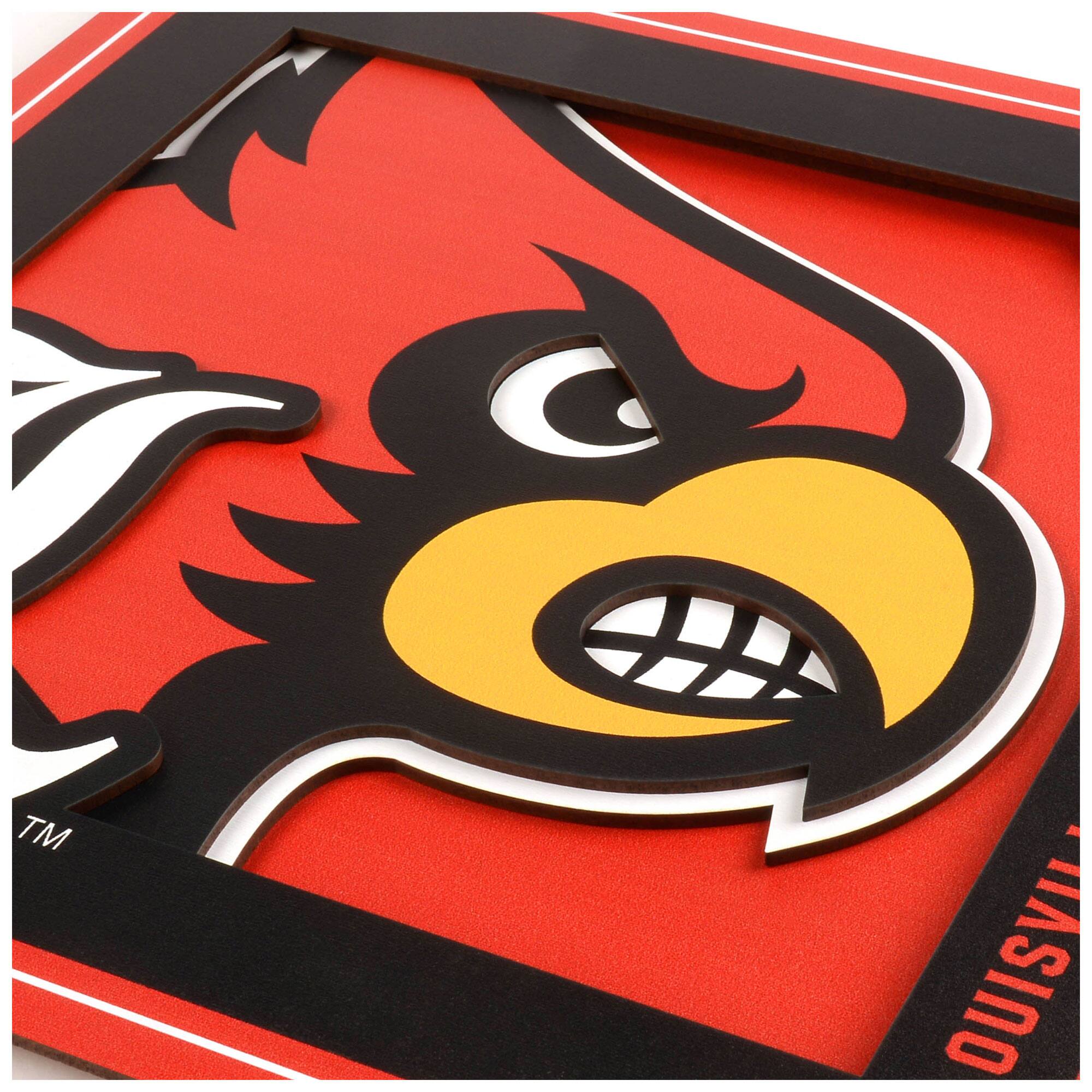 Alt View 1. YouTheFan - Louisville Cardinals 12'' x 12'' 3D Logo Wall Art - Multicolor.