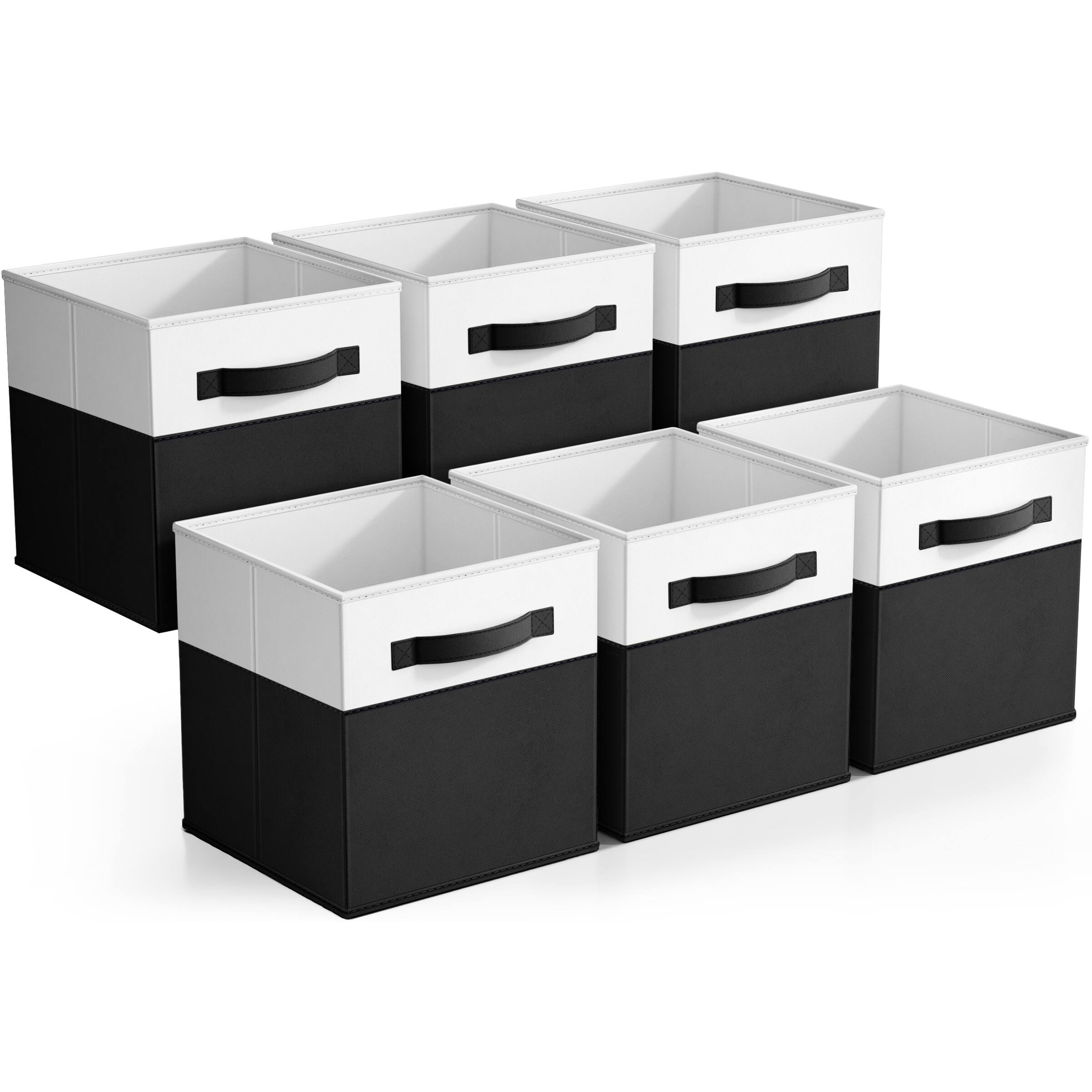 Front. Sorbus - Sorbus 6 Pack 11 Inch Two Tone Foldable Storage Cubes with Handles for clothes, toys, books, linens, closet - Black.