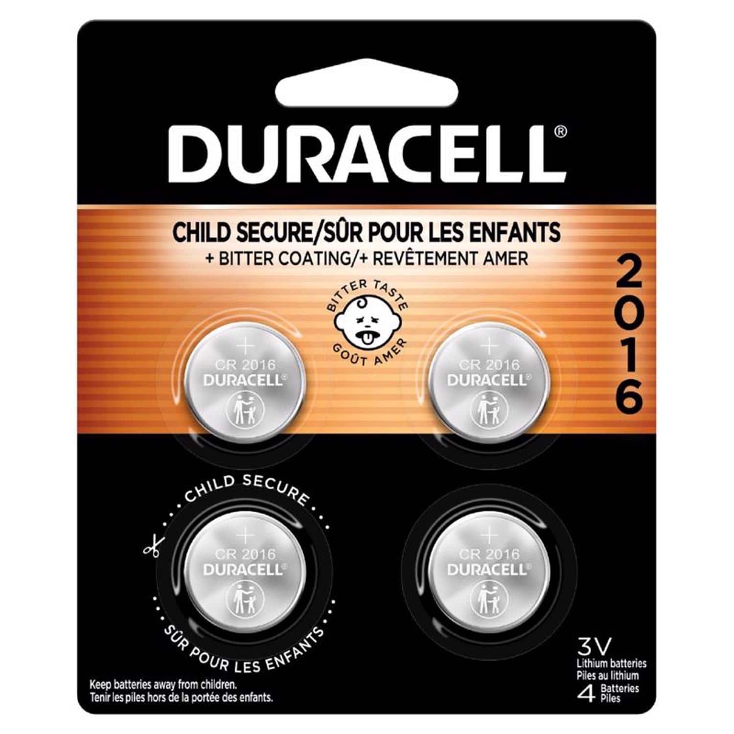 Duracell - Lithium Coin DL2016/CR2016 3 V Button Cell Battery 4 pk - Case of 6