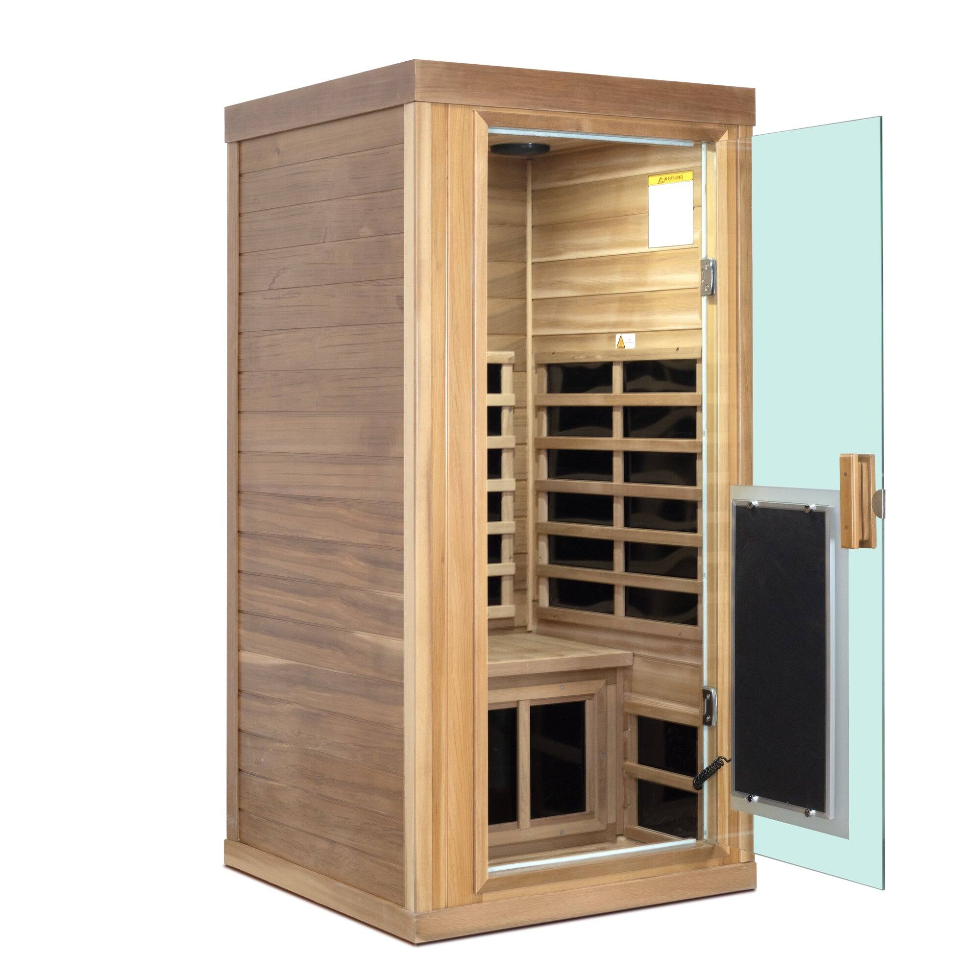 Alt View 8. Boyel Living - One Person Far Infrared Red Cedar Indoor Sauna with Bluetooth and LED Light - Red.