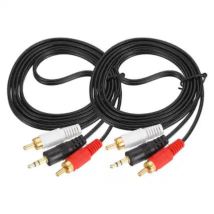Front. Unique Bargains - 2pcs Gold Plating TRS3.5mm Male to 2RCA Jack Cable, Copper Core PVC Audio AUX Cable for TV/Amp/Speaker - Black.