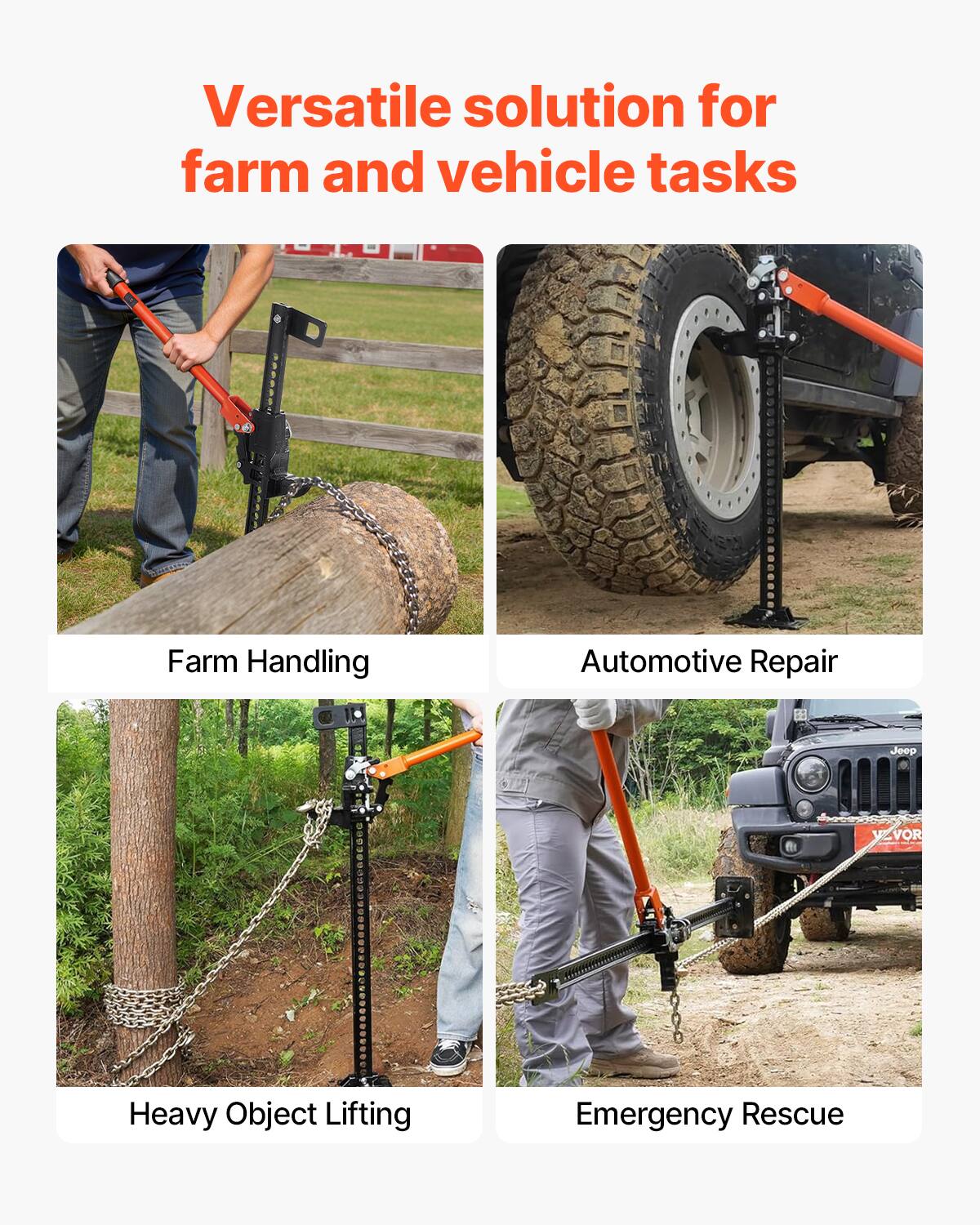 Versatile solution for farm and vehicle tasks

1. Farm Handling
2. Automotive Repair
3. Heavy Object Lifting
4. Emergency Rescue