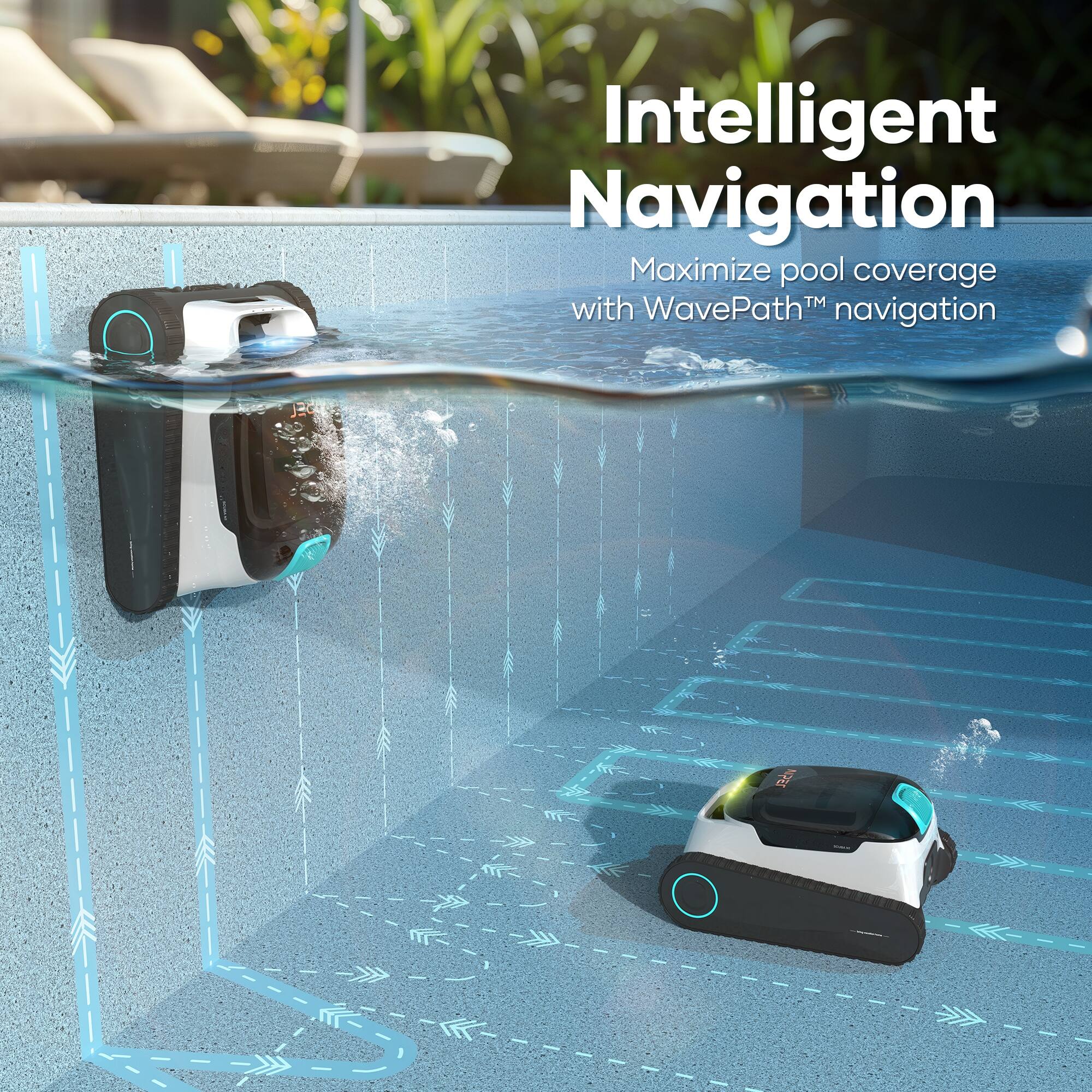 Intelligent Navigation maximizes pool coverage with WavePath navigation.