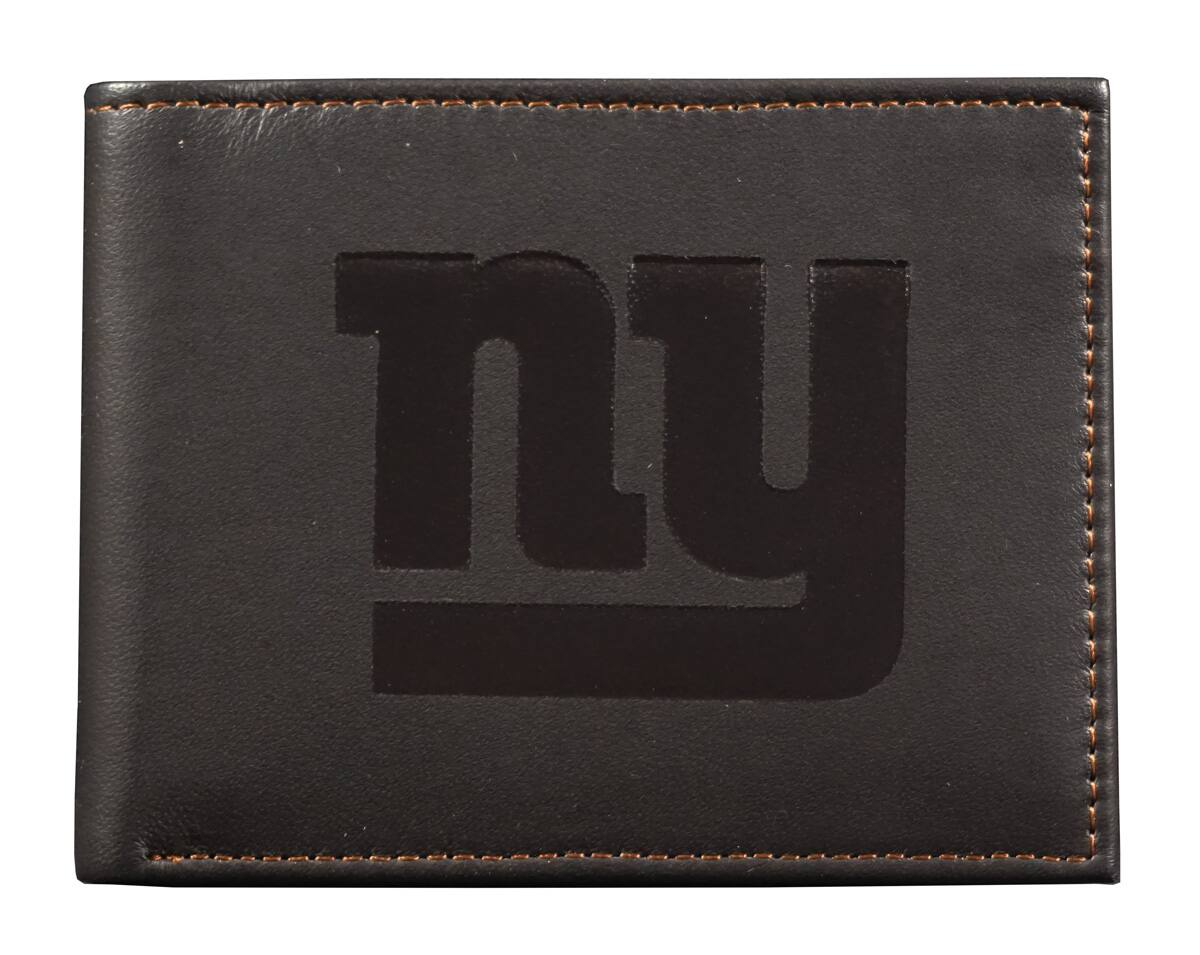 Front. Rico Industries - New York NY Football Giants Genuine Brown Leather Billfold Wallet with 2 Cash Slots & ID Flap - Multi.