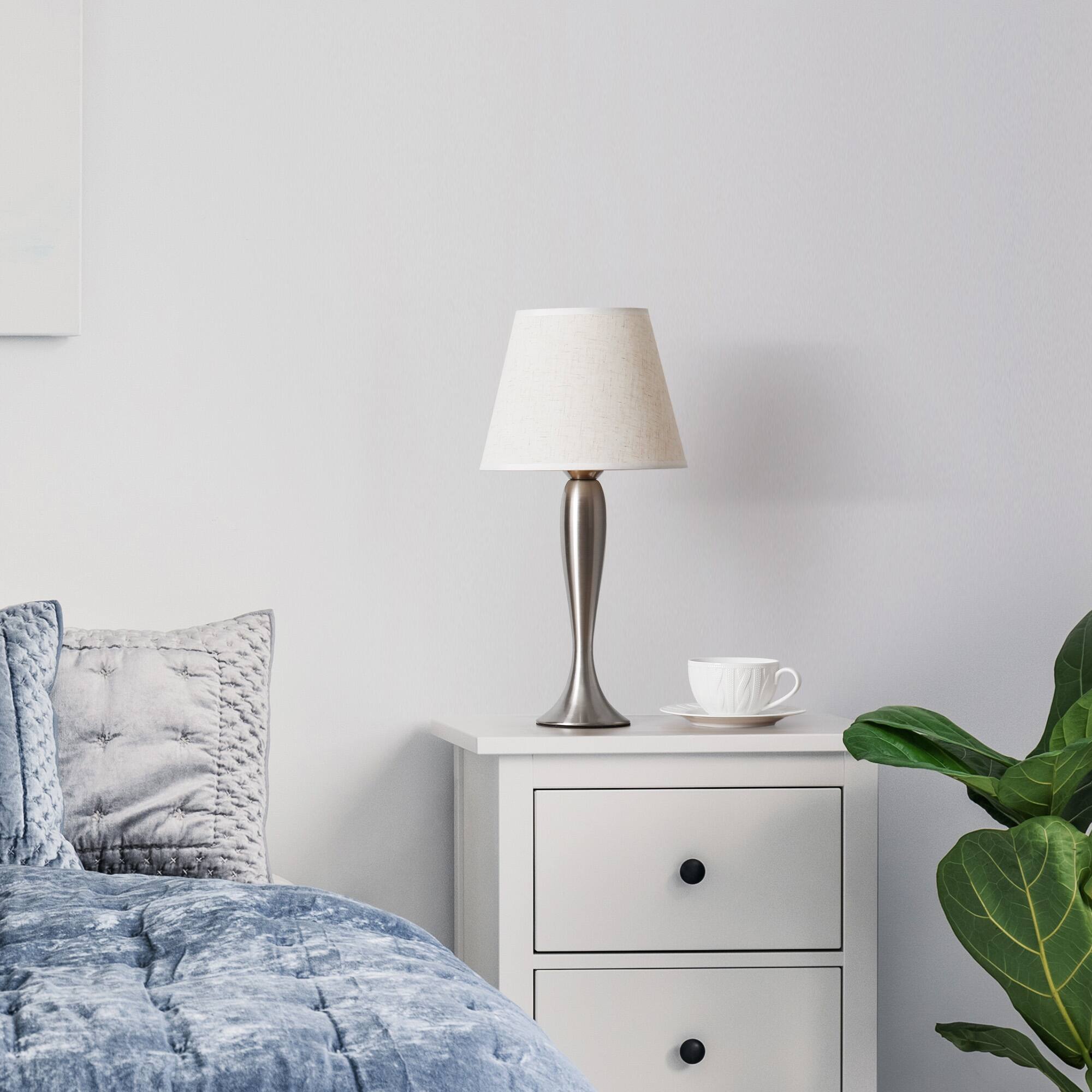 Alt View 3. Oumilen - Set of 2 Brushed Nickel Table Lamps, Elegant Curved Base for Bedroom, Living Room, Office.