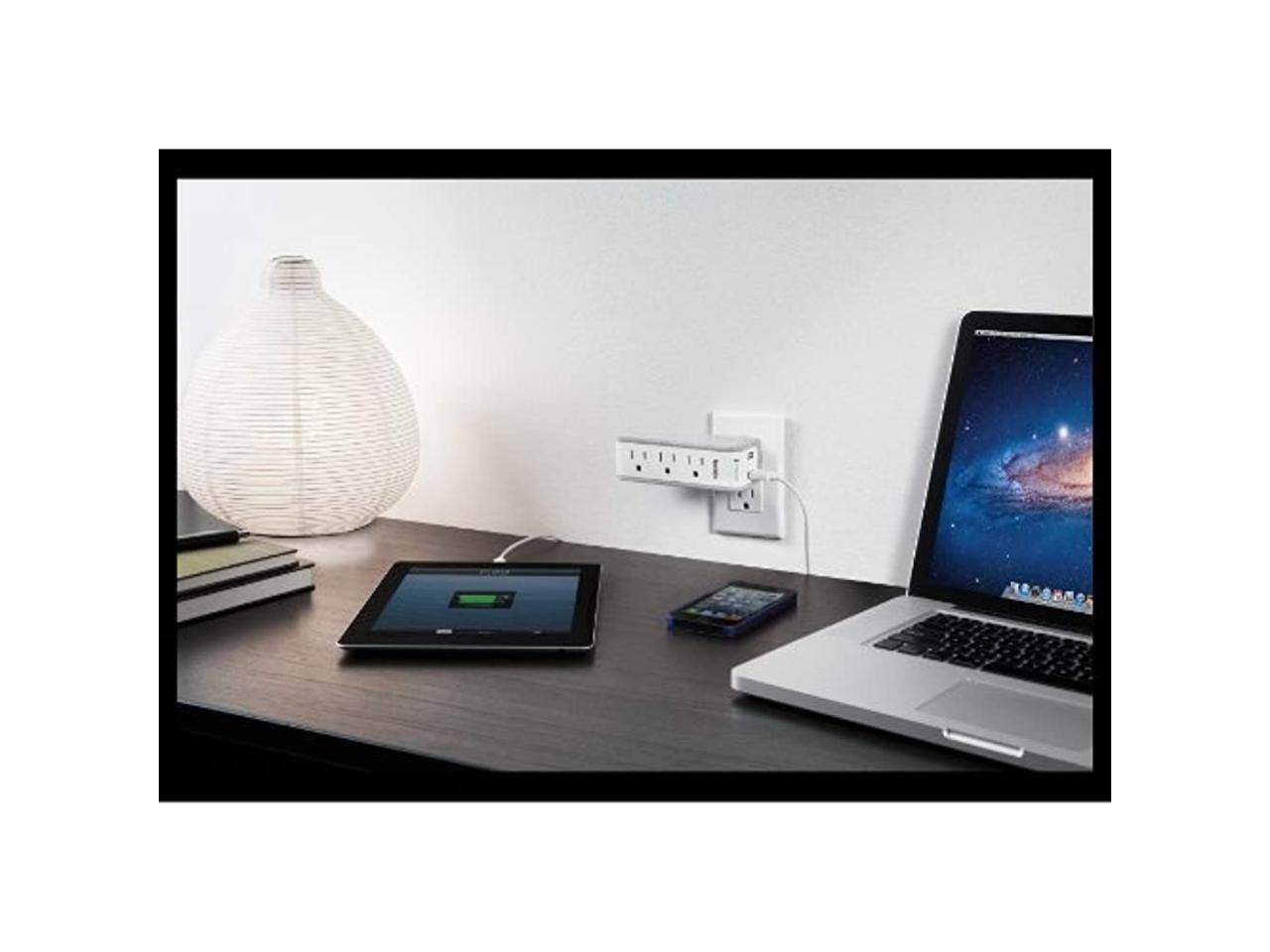 Alt View 9. Belkin - Belkin SurgePlus 2-Port USB Swivel Charger w/ 3 AC Outlets (10 Watts, Combined) - Black.