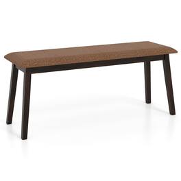 Costway - 43.5" Upholstered Entryway Bench with Rubber Wood Frame, Farmhouse End of Bed Bench - Brown