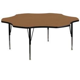 Flash Furniture - Wren 60'' Flower Oak Thermal Laminate Activity Table - Height Adjustable Short Legs - Brown