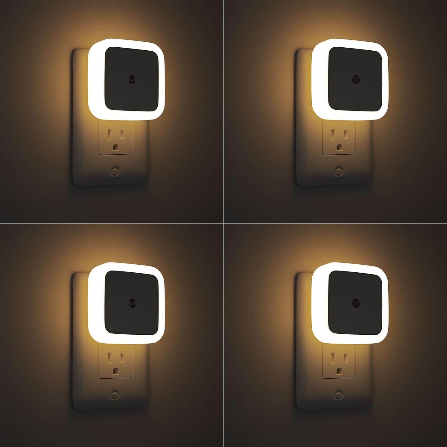 Core Tech - Plug-In LED Night Lights with Automatic Dusk-to-Dawn Sensor, 4-Pack - White