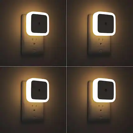 Front. Core Tech - Plug-In LED Night Lights with Automatic Dusk-to-Dawn Sensor, 4-Pack - White.