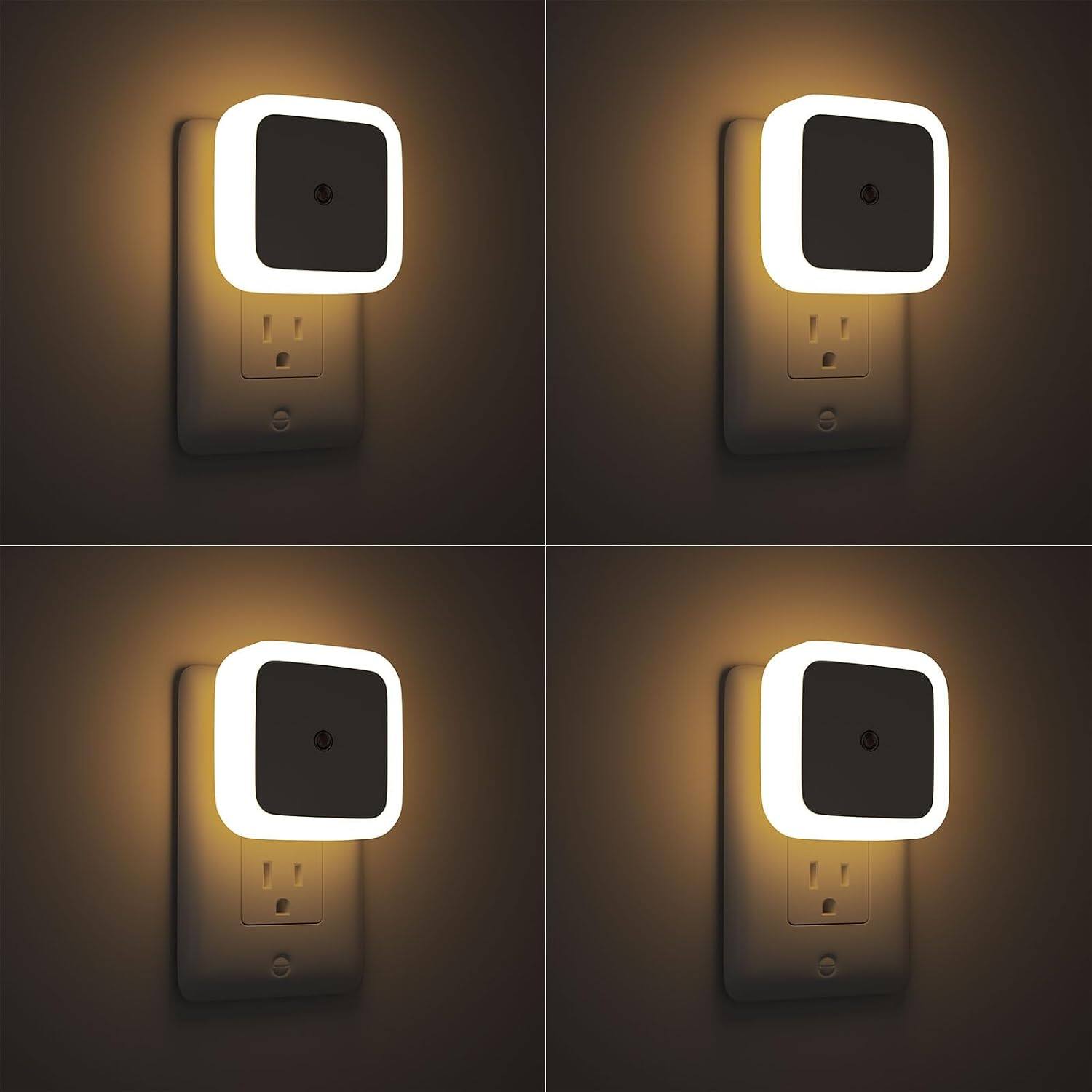Front. Core Tech - Plug-In LED Night Lights with Automatic Dusk-to-Dawn Sensor, 4-Pack - White.