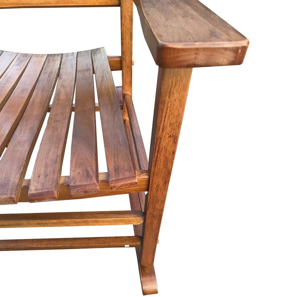 Alt View 3. Loheer - Loheer Adult Rocking Chair Solid Wood Brown Porch Rocker for Balcony and Patio - Brown.