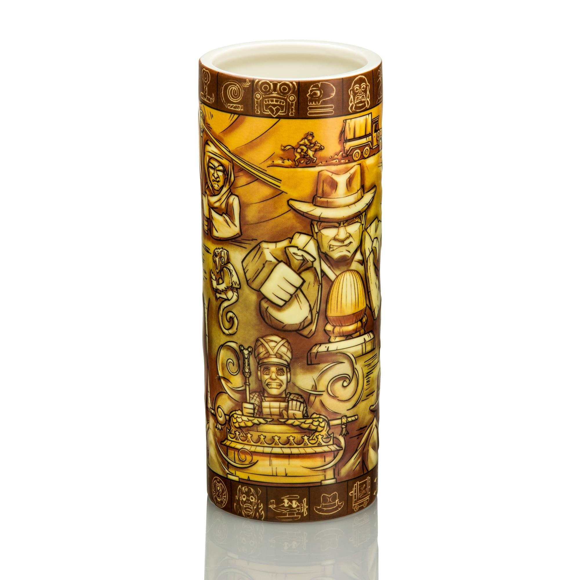 Front. ThinkGeek - Geeki Tikis Indiana Jones and the Raiders Of The Lost Ark Scenic Mug | 24 Ounces - Brown.