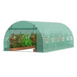 VEVOR - Walk-in Tunnel Greenhouse, 19.4x9.7x6.5 ft Hoop House Greenhouse Tunnel, Plant Hot House with Galvanized Steel Frame - Green