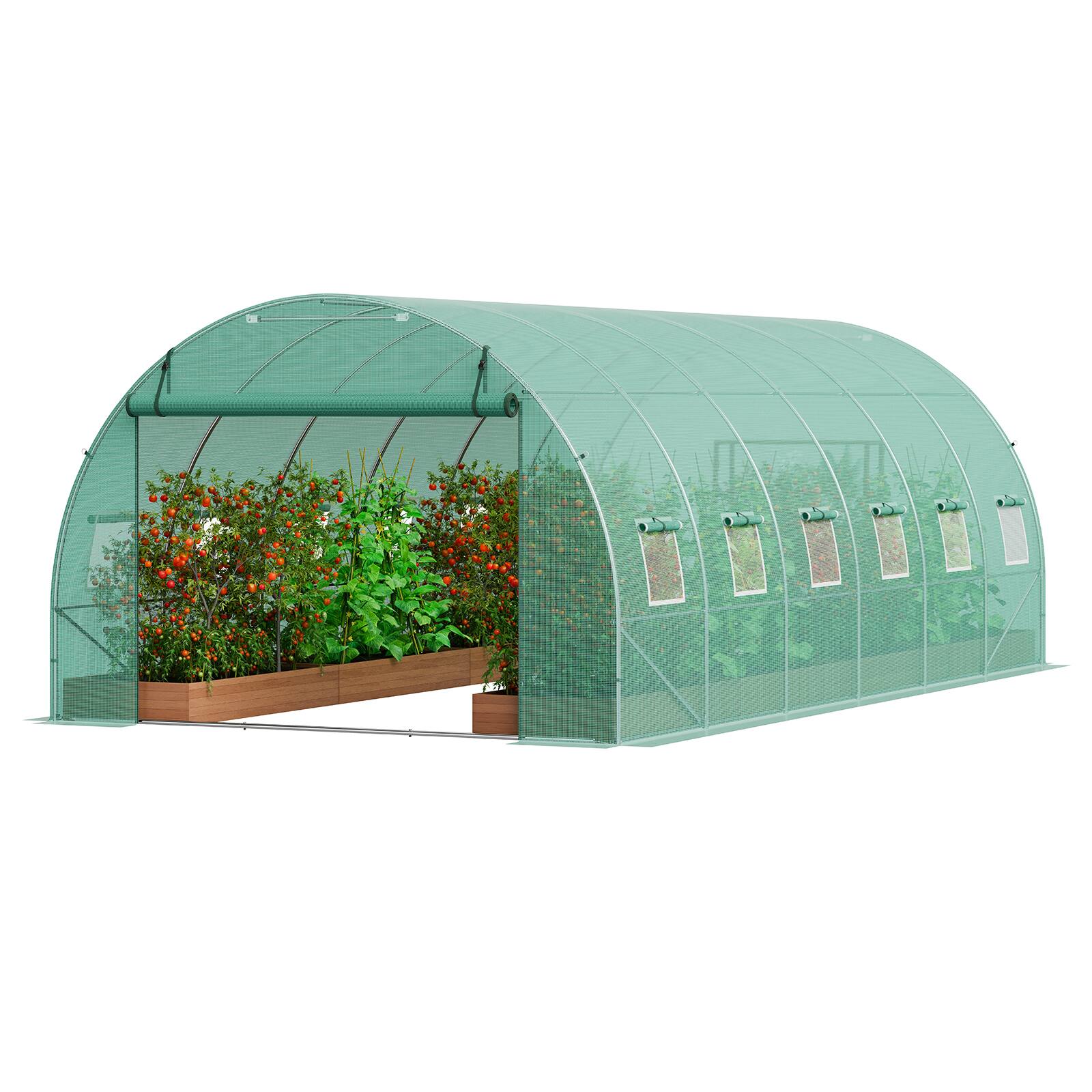VEVOR - Walk-in Tunnel Greenhouse, 19.4x9.7x6.5 ft Hoop House Greenhouse Tunnel, Plant Hot House with Galvanized Steel Frame - Green