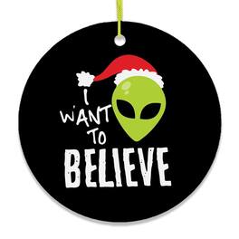 OrnamentallyYou - I Want to Believe Alien Santa Christmas Ornament - Multi-colored