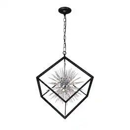 CWI Lighting - Starburst 6 Light Chandelier With Finish - Chrome & Black