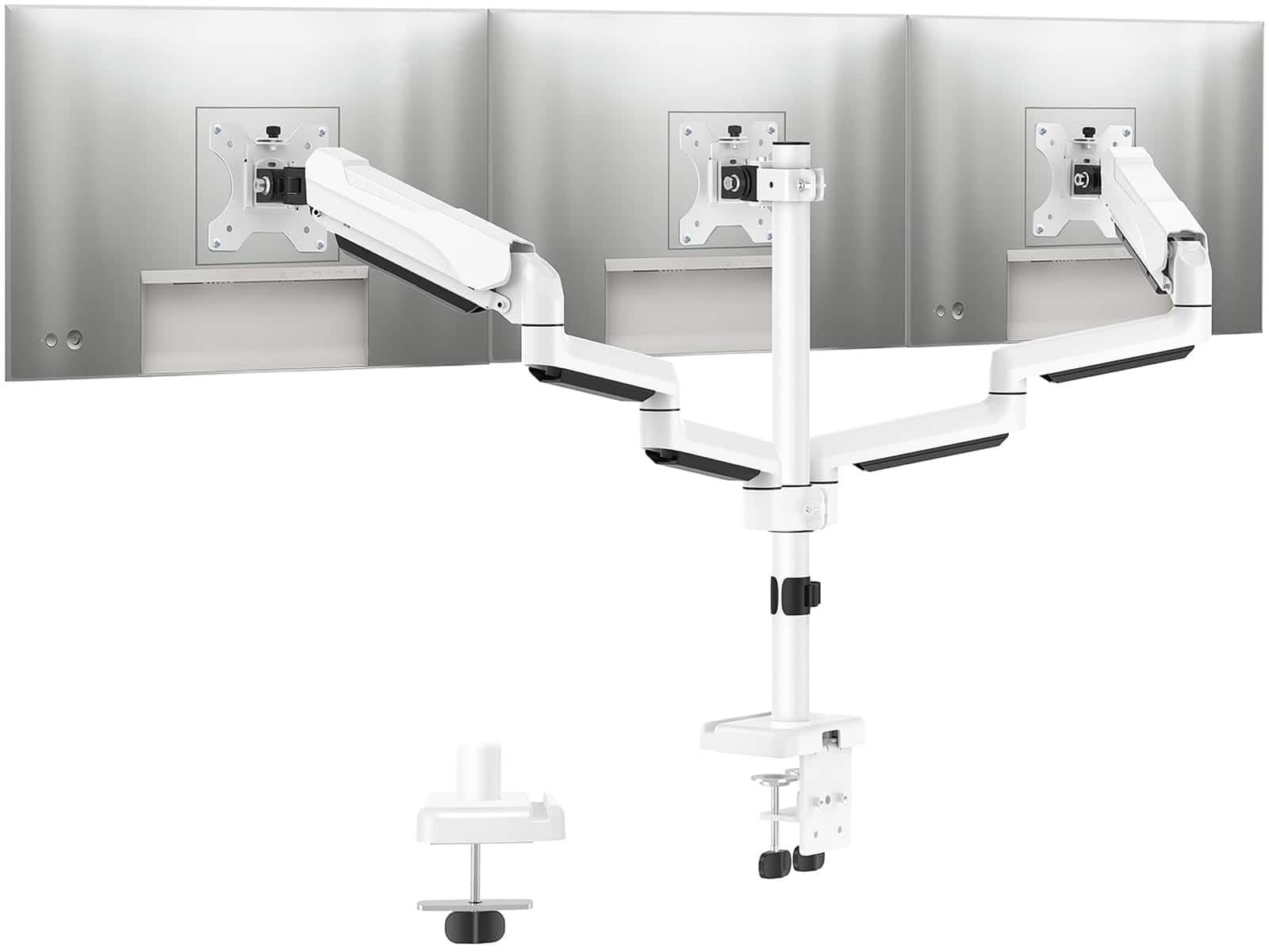 Comfort Essence - Monitor Stand Mount onitors Desk For Computer Screens Up To Arm With Gas Spring Heavy Duty Each Holds 4 4 - White