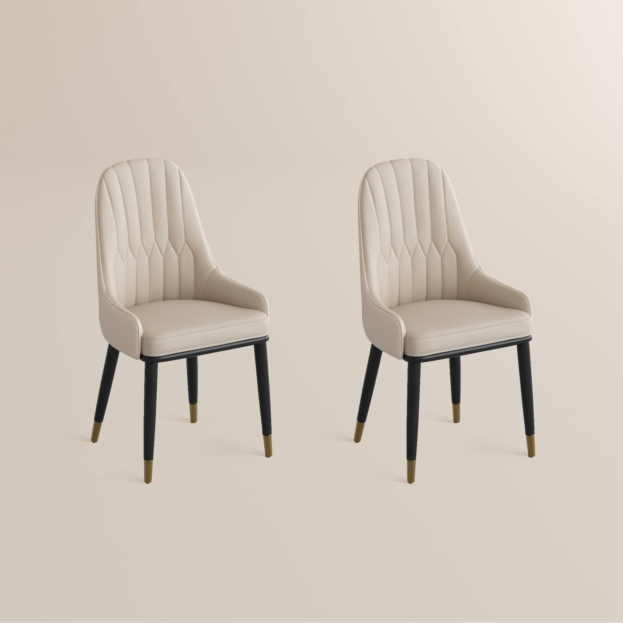 Alt View 6. POVISON - Modern Upholstered Dining Chairs Set of 2, Leather Dining Chairs with Arms, Breakfast Table Chairs, Beige - Gray & Beige PU Leather.